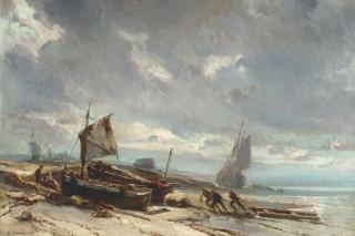 Louis-Gabriel-Eugène Isabey - Boats on the Shore