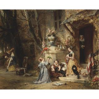 Louis-Gabriel-Eugène Isabey - French Children Playing With The Favorite Pets