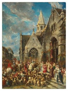 Louis Gabriel Eugène Isabey - St. Hubert\'s Day (The Blessing of the Hounds)
