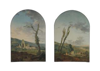 Louis-Gabriel Moreau, Dit Moreau L’Aîné - Paysage Avec Une Vue Présumée De L’Abbaye Des Vaux De Cernay ; Et Paysage Avec Une Ferme Et Un Pigeonnier