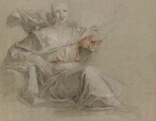 Louis Galloche - A seated woman, her left arm raised