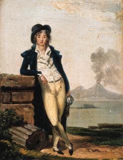 Louis Gauffier - Portrait of a young man, full-length, with Mount Vesuvius beyond