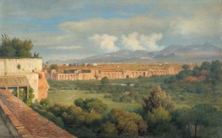 Louis Gurlitt - Blick auf die Albaner Berge und die Aurelianische Mauer in Rom