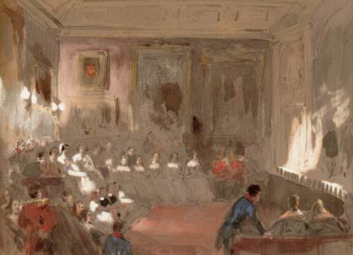 Louis Haghe, P.R.I. - A theatrical performance in the Rubens Room, Windsor Castle