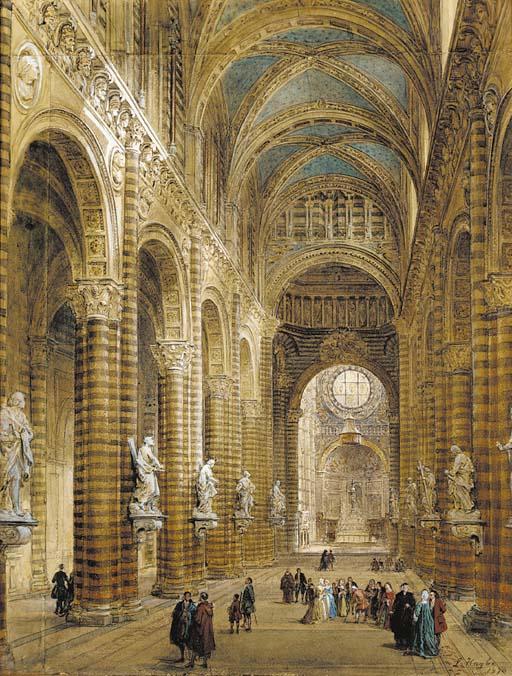 Louis Haghe - Interior of the cathedral at Sienna