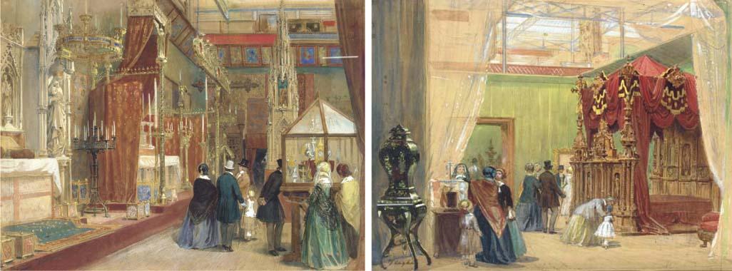 Louis Haghe - Two Interiors Of The Great Exhibition: The Medieval Court; And The Austrian Court
