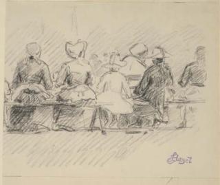 Louis Hayet - Femmes assises sur un banc (recto); Profil de femme (verso)