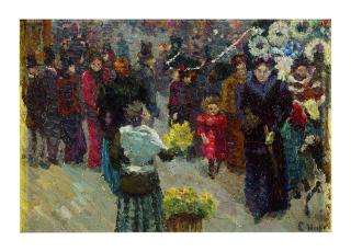 Louis Hayet - La Fleuriste Sur Les Grands Boulevards À Paris