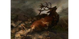 Louis Henry Weston Klingender - Wolf Pack and Stag