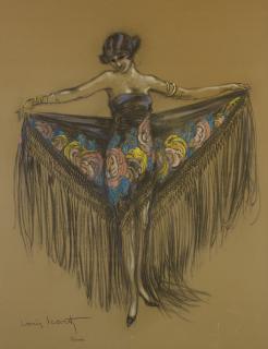 Louis Icart - Woman In A Spanish Shawl