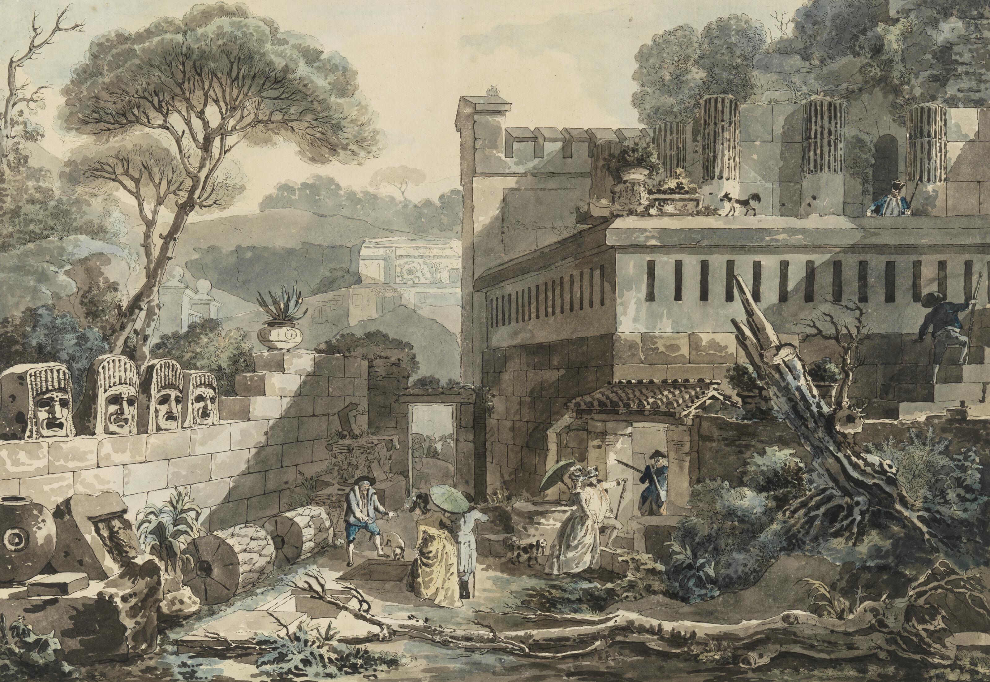 Louis-Jean Desprez - A view of the Tomb of Mamia, in Pompeii