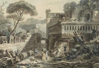 Louis-Jean Desprez - A view of the Tomb of Mamia, in Pompeii