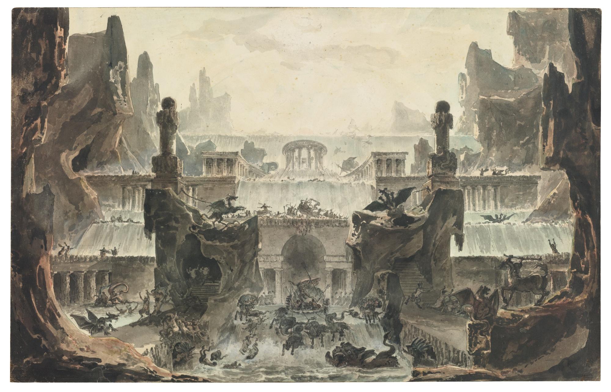 Louis-Jean Desprez - Design For A Stage Set: The Temple Of Neptune