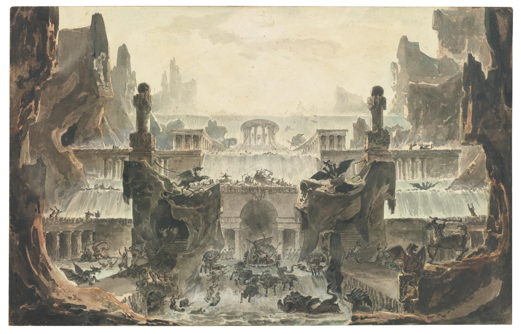 Louis-Jean Desprez - Design For A Stage Set: The Temple Of Neptune