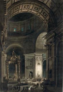 Louis-Jean Desprez - La cérémonie de la Croix lumineuse à la croisée du transept de Saint-Pierre de Rome