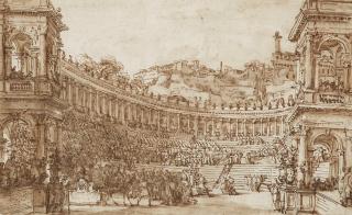 Louis Jean Desprez - Theater coulisse depicting an amphitheater