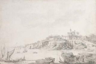 Louis-Jean Desprez - View of the Gulf of Mare Piano, south of Naples, with the village of Mare Piano beyond