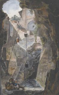 Louis-Jean Desprez - Vue D\'Une Citerne Antique À Catagne, Avec Un Couple S\'Enlaçant Sur Une Margelle