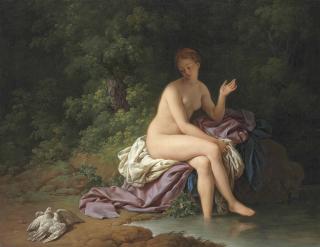 Louis Jean François Lagrenée I - A Lady Bathing By A River, With Two Turtledoves