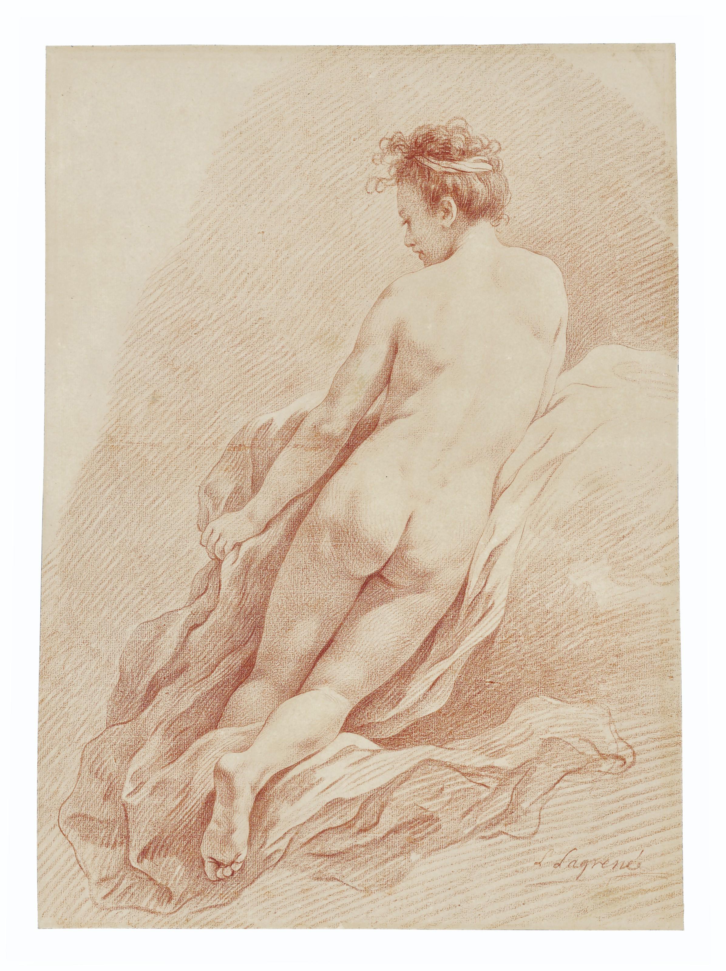 Louis-Jean-François Lagrenée - Female nude kneeling, seen from the back
