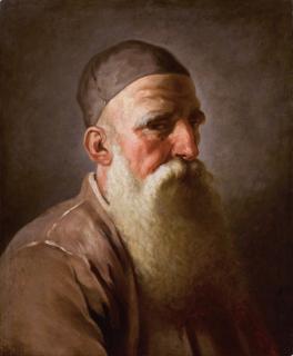 Louis-Jean-Jacques Durameau - Head study of a man in profile, possibly a Rabbi