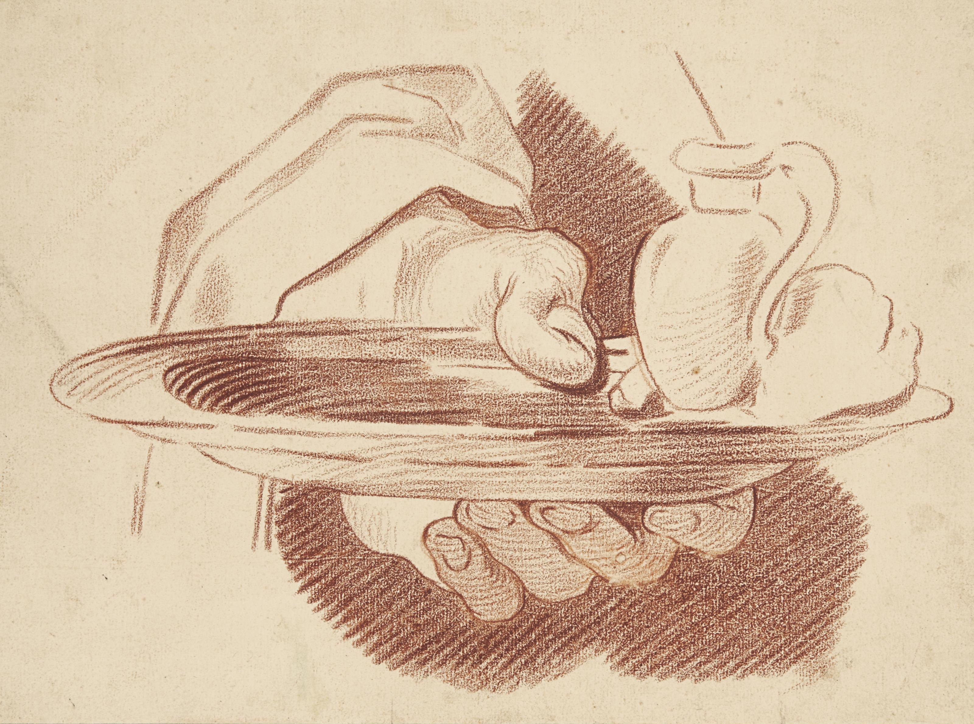 Louis-Jean-Jacques Durameau - Une Main Portant Un Plateau