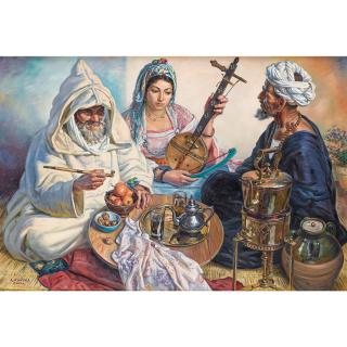 Louis-Joseph Endrès - Musicienne Et Personnages Prenant Le Thé