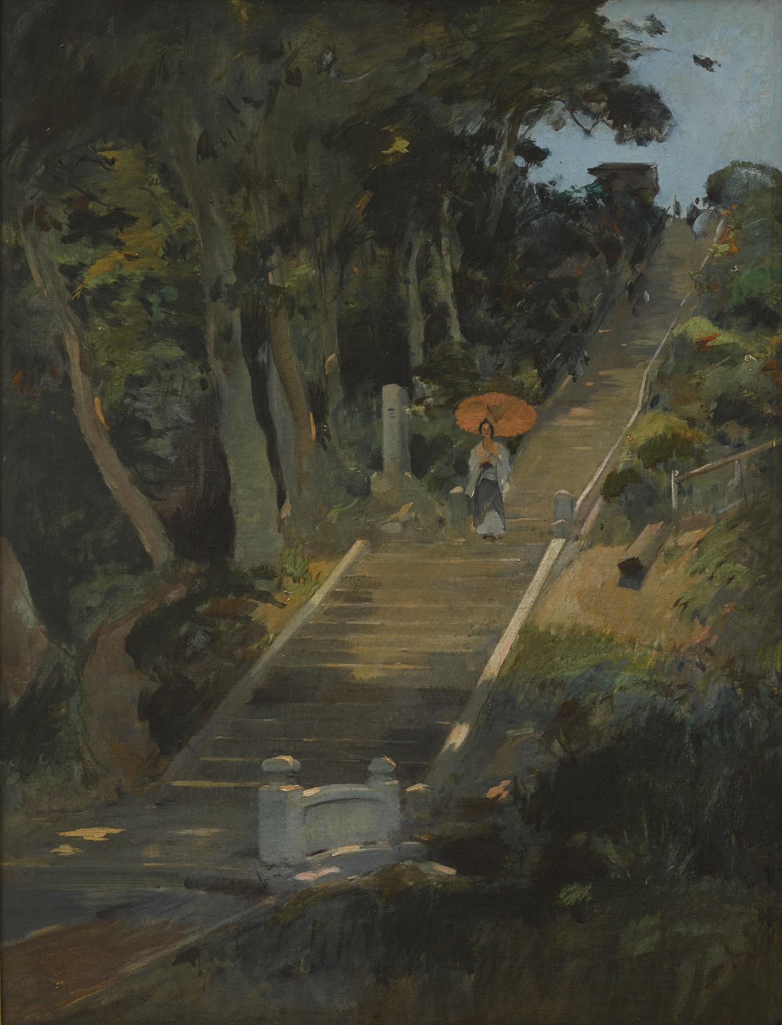 Louis-Jules Dumoulin - A Japanese Lady Descending Stairs