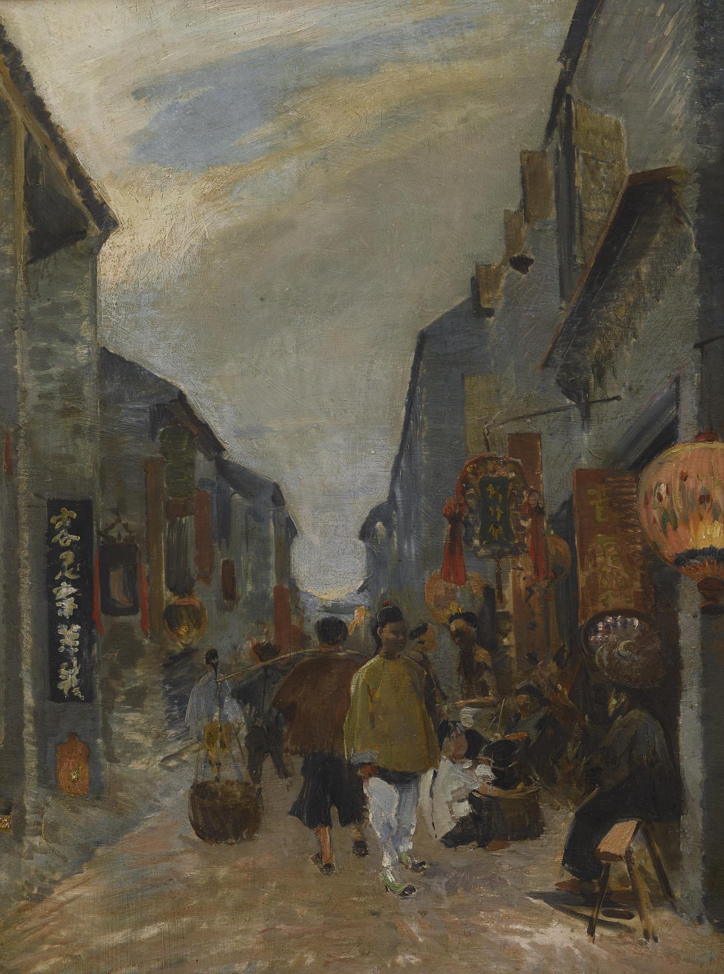 Louis-Jules Dumoulin - Scene Of A Traditional Chinese Town