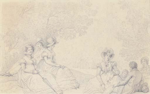 Louis Lafitte - Elegant company picnicking in the wood