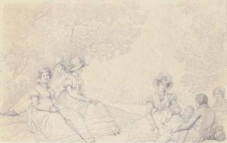 Louis Lafitte - Elegant company picnicking in the wood