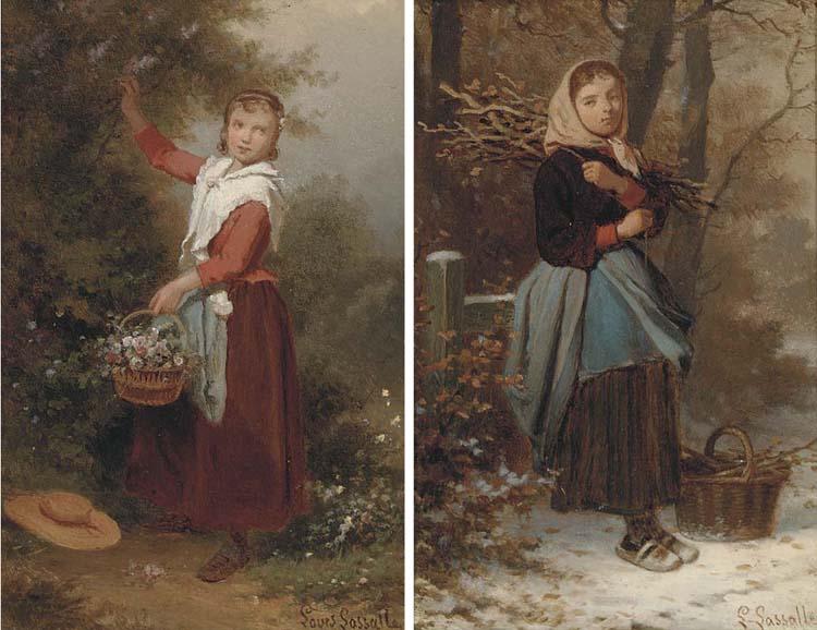 Louis Lassalle - Gathering Summer blooms; and Gathering kindling