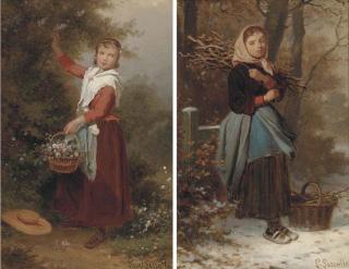 Louis Lassalle - Gathering Summer blooms; and Gathering kindling