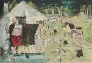 Louis Le Brocquy, H.R.H.A. - Connemara Cottage Dwellers