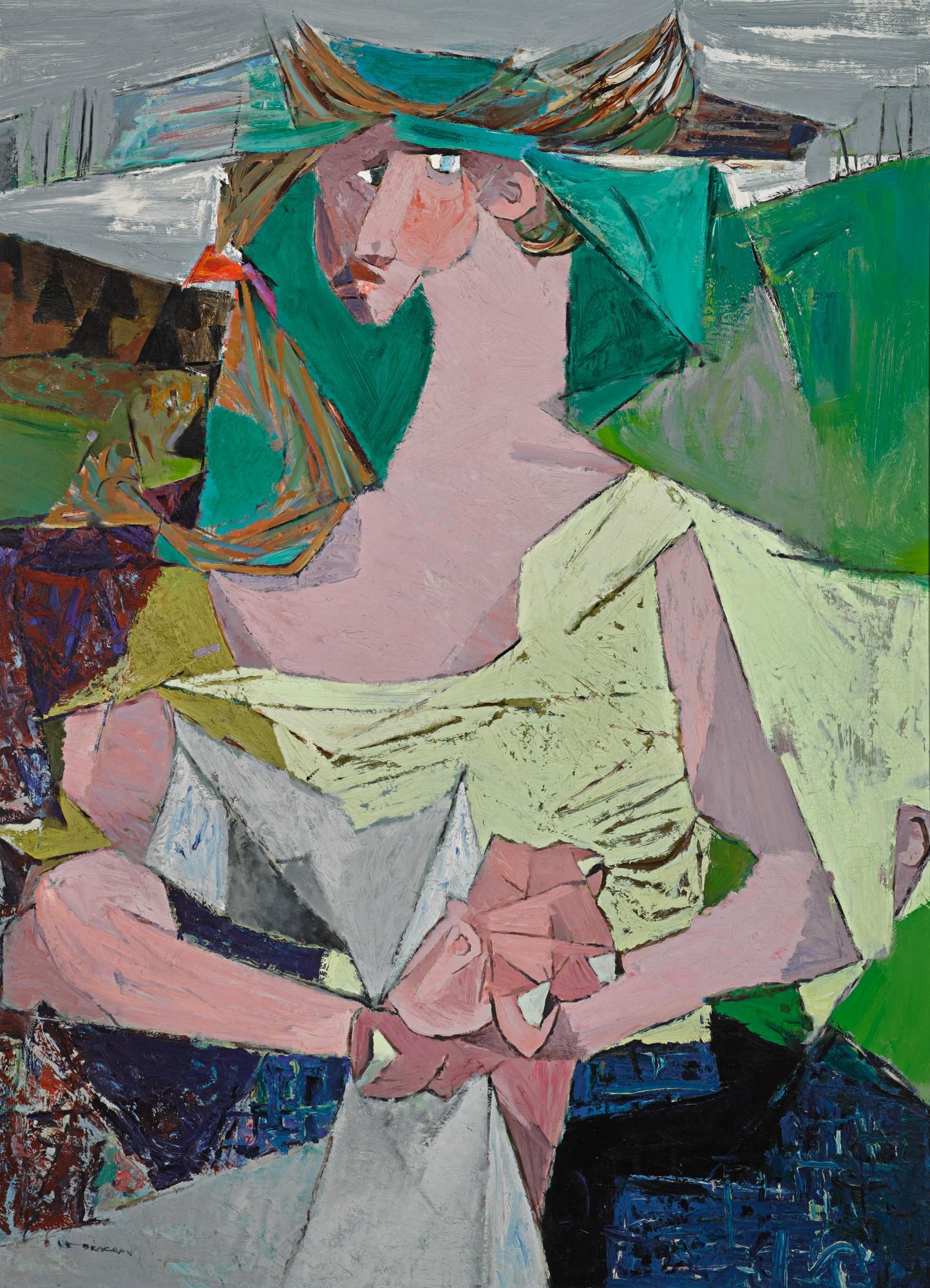 Louis Le Brocquy, H.R.H.A. - Travelling Woman With Newspaper