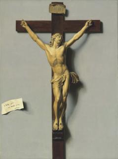 Louis-Léopold Boilly - A trompe l\'oeil of an ivory and wood crucifix