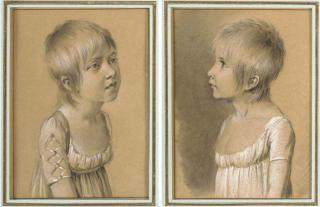 Louis-Léopold Boilly - Emilie Oberkampf, À Mi-Corps, de Profil À Droite; Laure Oberkampf, À Mi-Corps, de Profil À Gauche