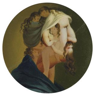 Louis Léopold Boilly - Head of a man in profile composed of six female nudes