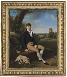 Louis-Leopold Boilly - Portrait of Antoine-Thomas-Laurent Goupil (1782-1820), small full-length, in a blue coat and buff breeches