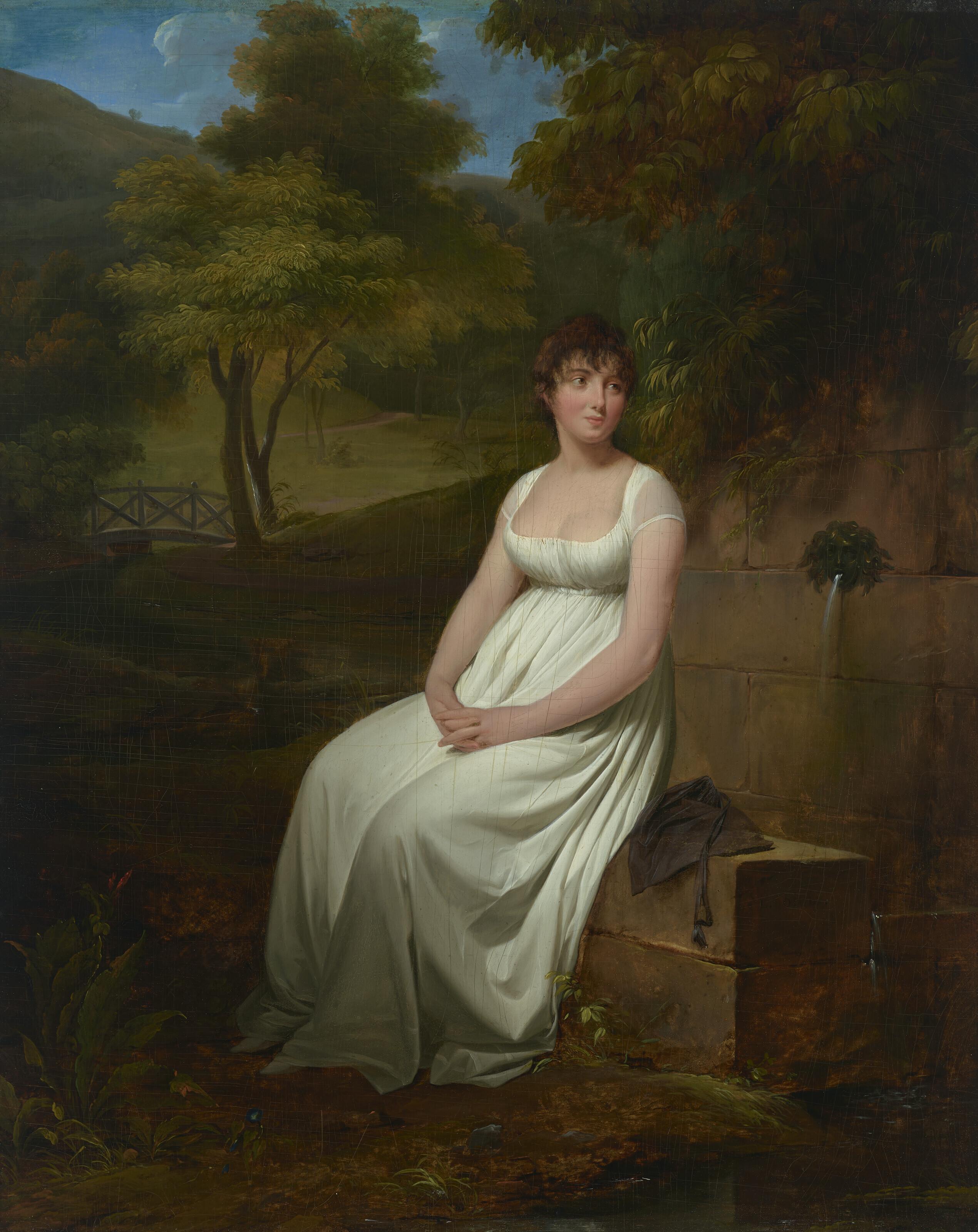 Louis-Léopold Boilly - Portrait of Madame Tallien, full-length, seated in a garden