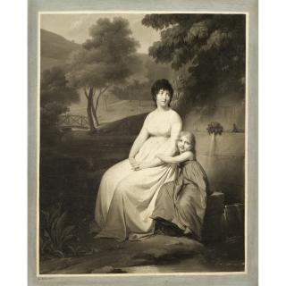 Louis-Léopold Boilly - Portrait Présumé De Madame Tallien Et De Sa Fille Dans Un Parclouis-Léopold Boilly ; Portrait Said To Be Of Mrs Tallien And Her Daughter In A Park ; Signed Lower Left L Boilly ; Oil On Canvas, Monochrome