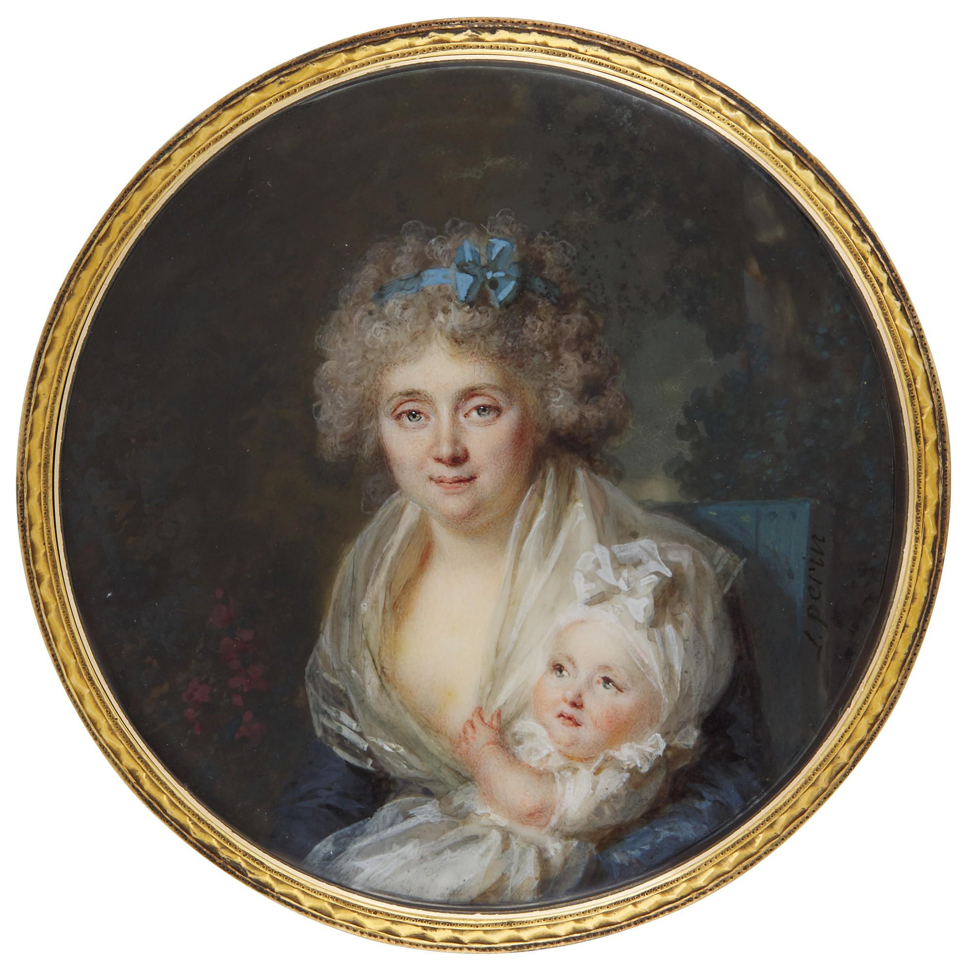 Louis Lié Périn-Salbreux - Portrait Of A Mother And Child, Circa 1790