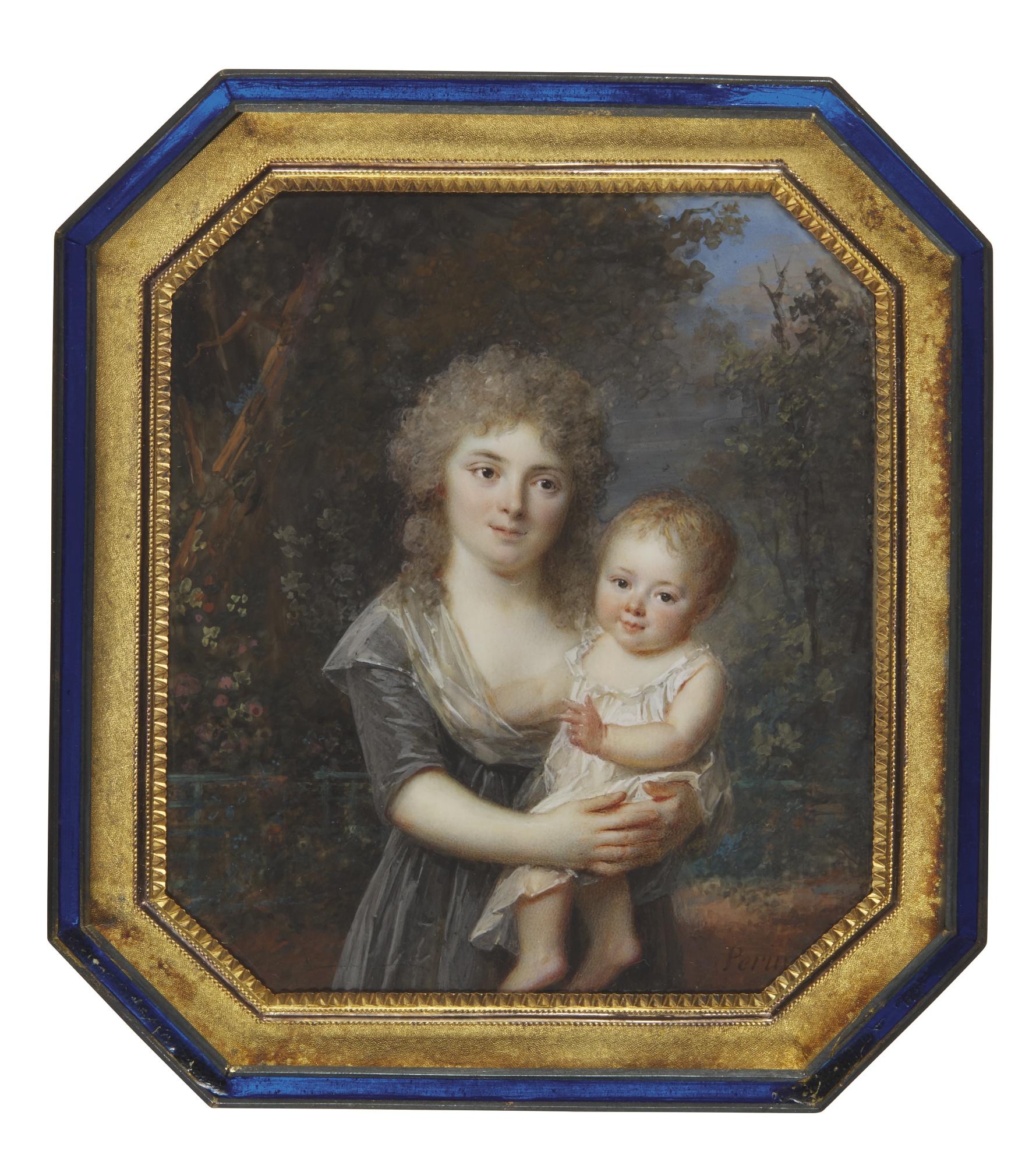 Louis Lié Périn Salbreux - Portrait Of Adélaïde Roslin, Née Abraham De Tours (B. 1773) And Her Eldest Son, Abraham (1794-1870), Circa 1795