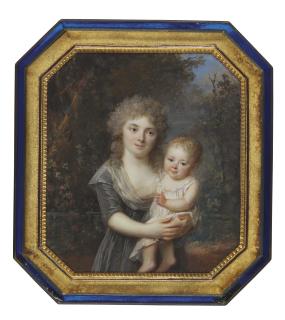 Louis Lié Périn Salbreux - Portrait Of Adélaïde Roslin, Née Abraham De Tours (B. 1773) And Her Eldest Son, Abraham (1794-1870), Circa 1795