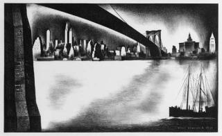 Louis Lozowick - Distant Manhattan from Brooklyn (F. 145)