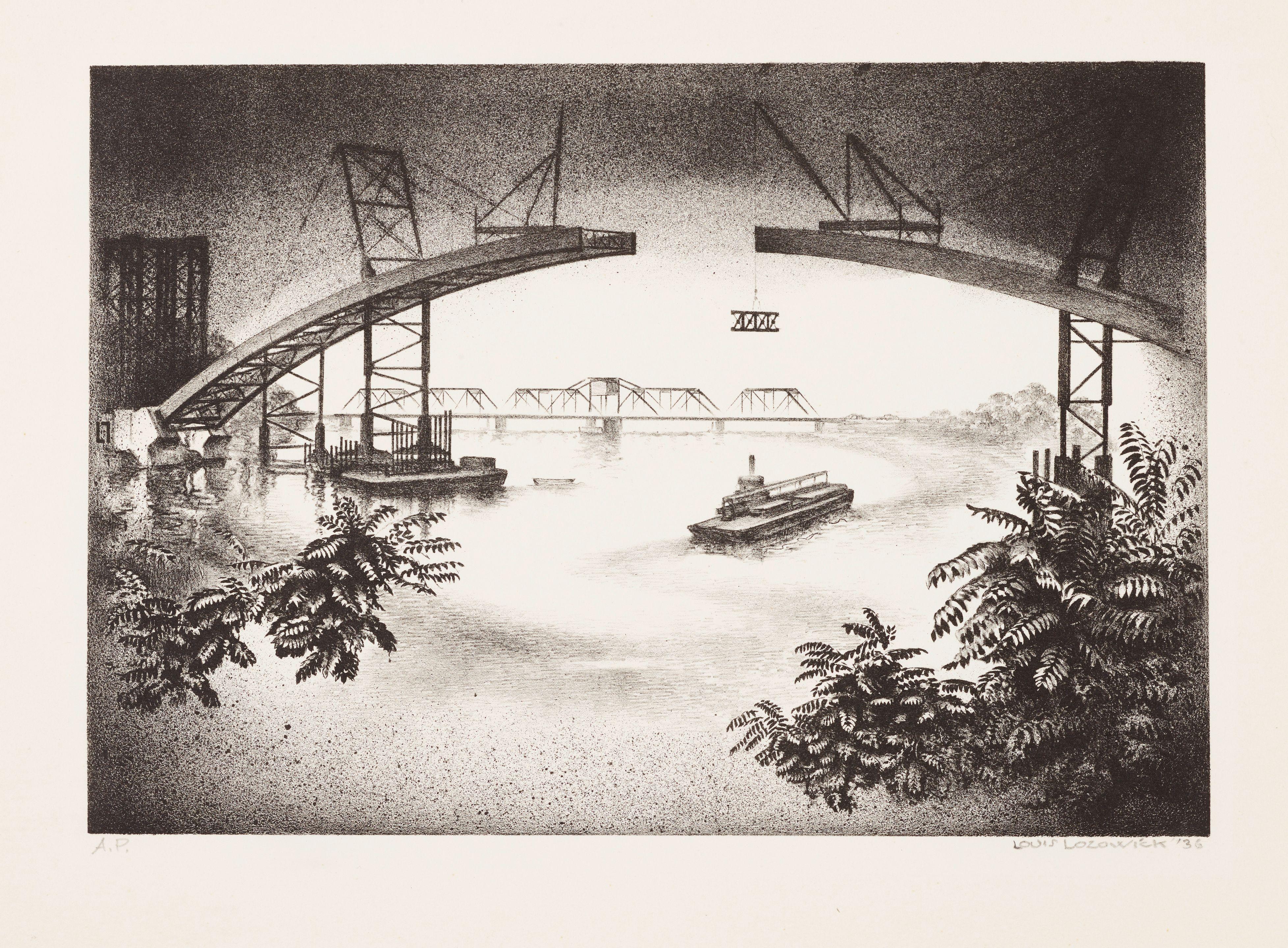 Louis Lozowick - Spanning the Hudson