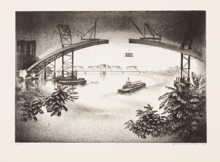 Louis Lozowick - Spanning the Hudson