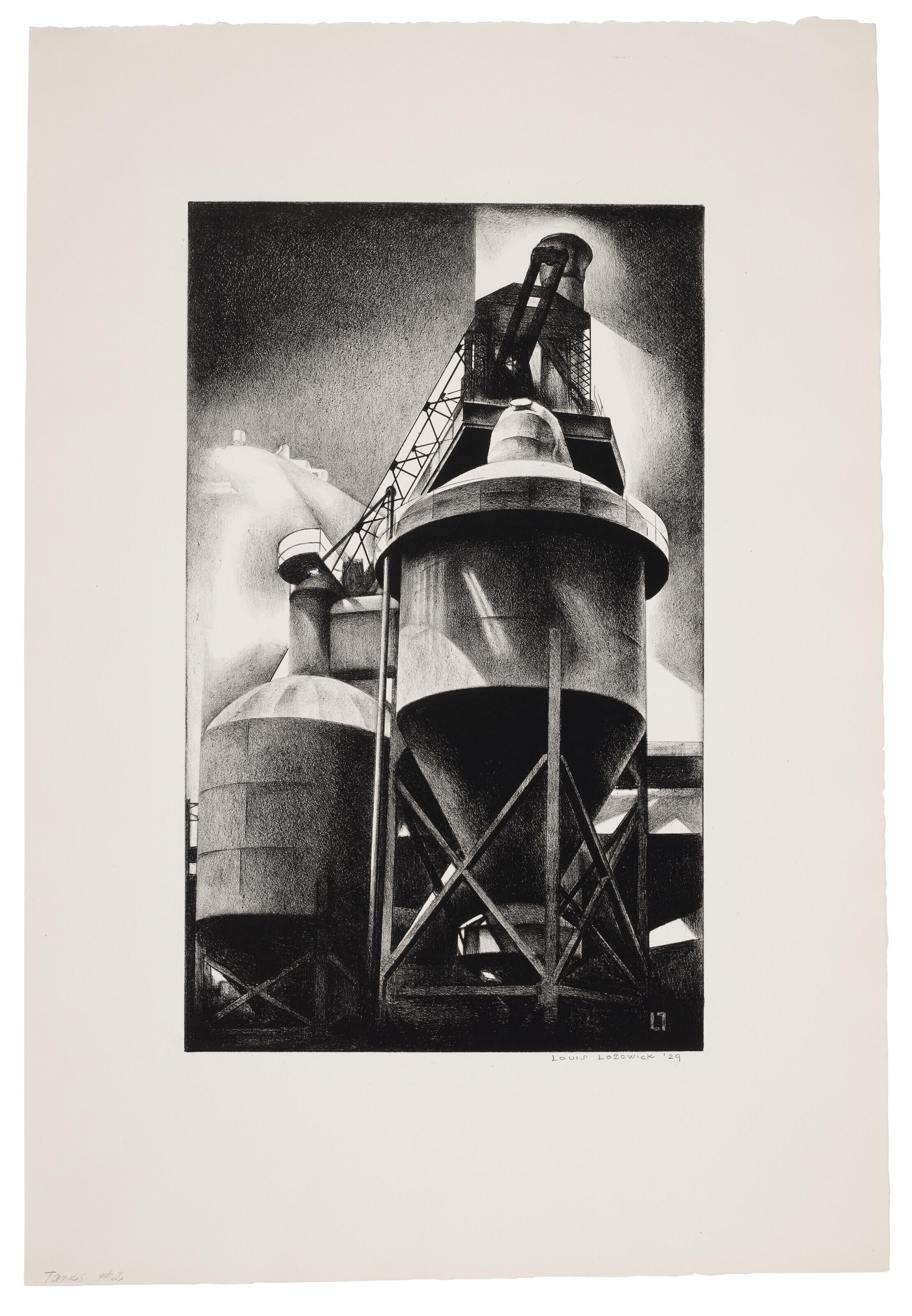 Louis Lozowick - Tanks #2 (Steel Plant)