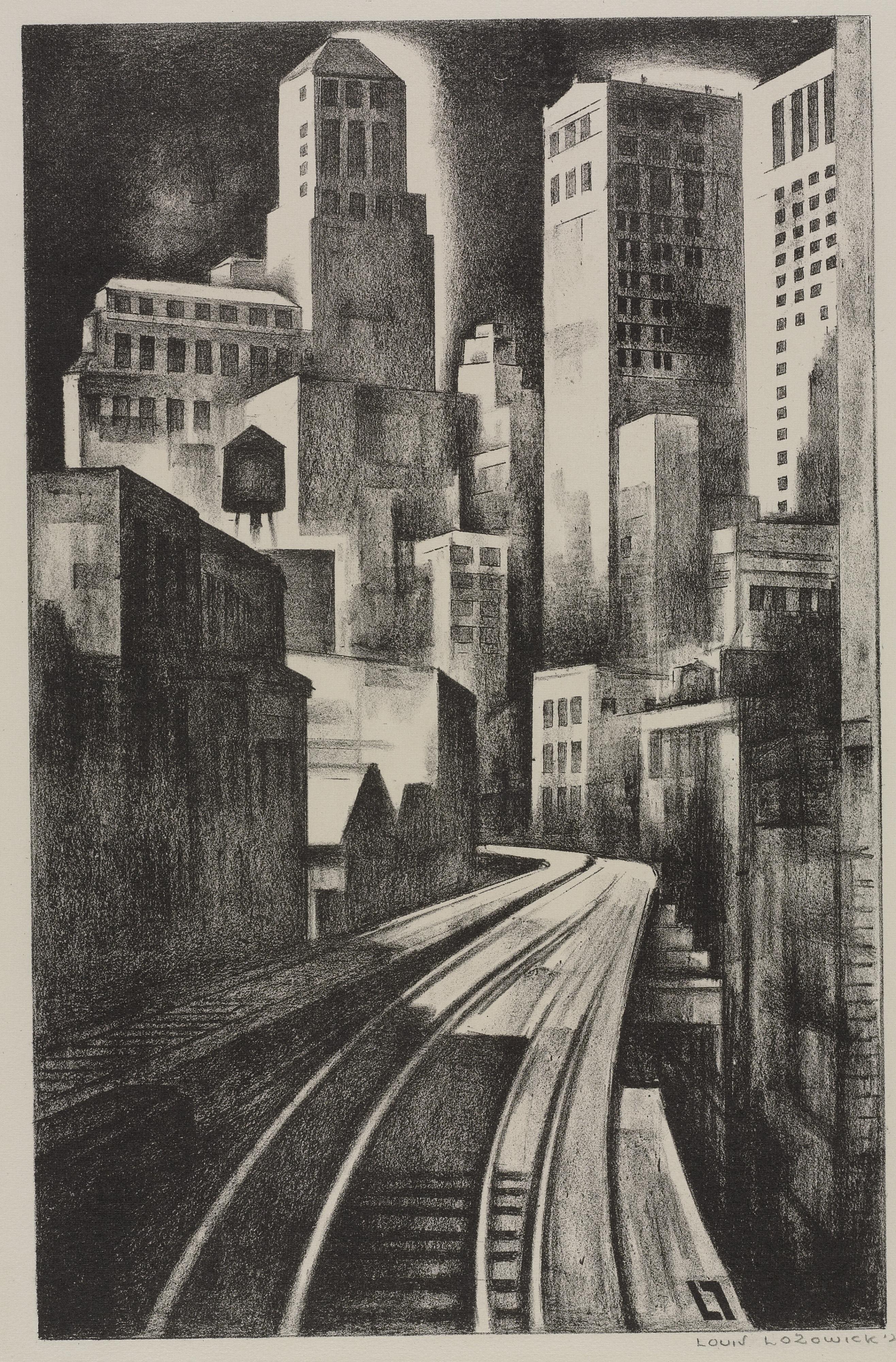 Louis Lozowick - Third Avenue (Third Avenue El) (Flint 41)