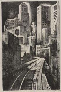 Louis Lozowick - Third Avenue (Third Avenue El) (Flint 41)